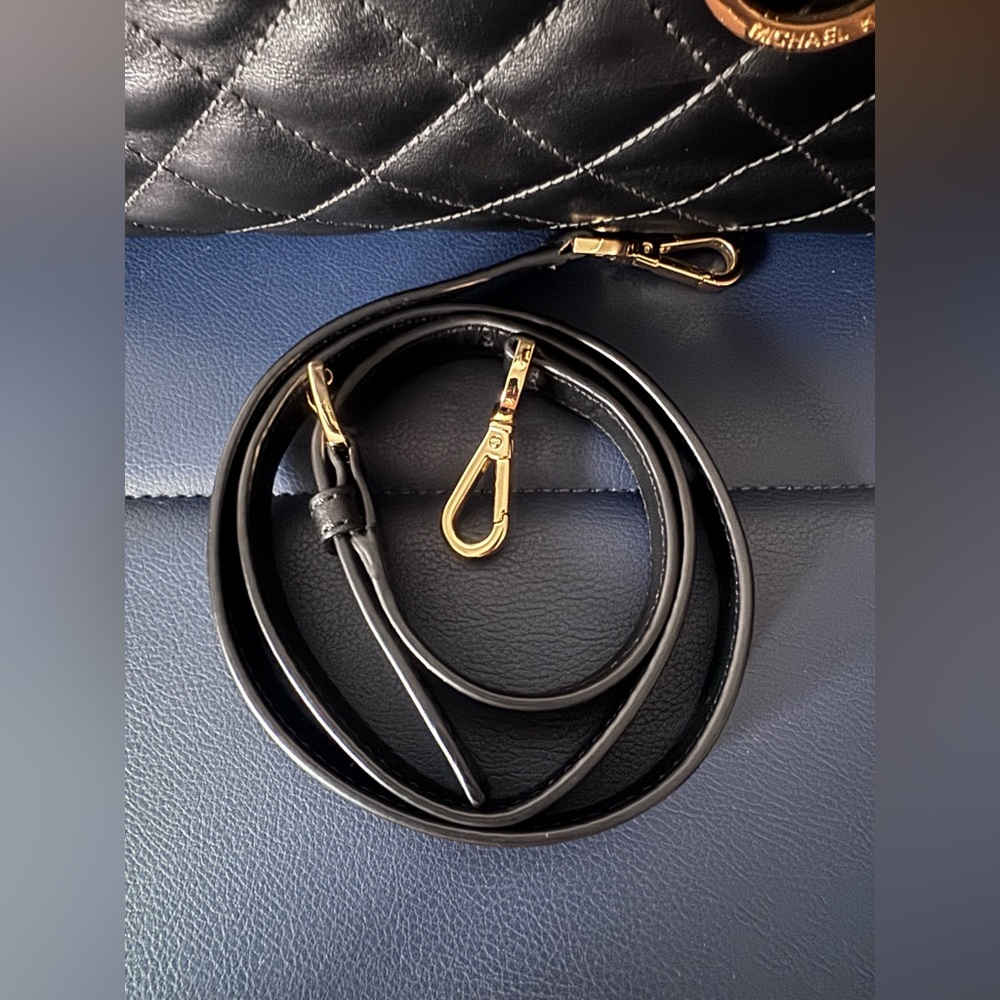 Michael Kors Black Quilted Leather Satchel Tote Bag - Picture 3 of 13